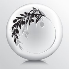 Round Icon With Olive Branches Wreath N7
