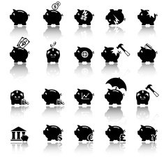 Piggy bank icons banking and saving