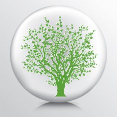 Round Environment Icon With Cherry Blossom Tree