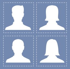 people profile silhouettes in white color