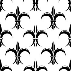 Black and white fleur de lys seamless pattern