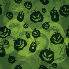 Spooky green pumpkin seamless pattern