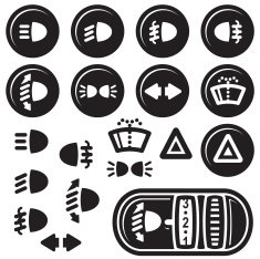 Car Dashboard Icons Lights and Windshield Wash