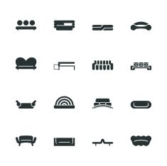 Sofa Design Silhouette Icons N2