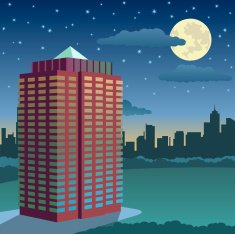 TOWER BUILDING AT NIGHT