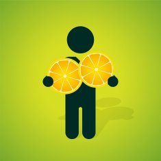 silhouette of a man holding two yellow lemon