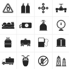 Black Natural gas objects and icons