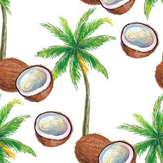 Seamless pattern with coconut and palm tree