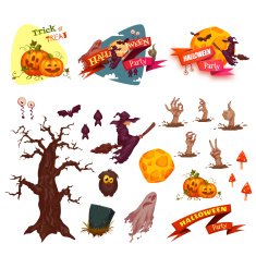 Halloween party vector set elements Banners and icons