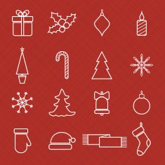 Christmas line icons set for web and holidays design