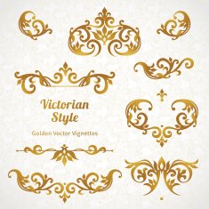 Vector set of vintage ornaments in Victorian style N2