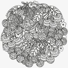 Circle ornament with artistically cherries N2