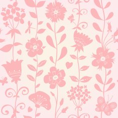 Seamless pattern with silhouettes flowers N41