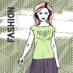 Elegant fashionable woman in skirt and shirt N2