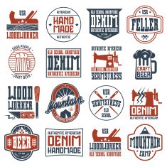 Handcrafted badges in retro style N5