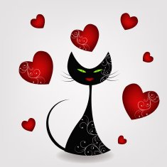 Black cat with hearts N2