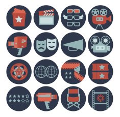 Icon set with cinema silhouettes N3