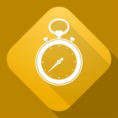 Vector icon of stop watch with a long shadow