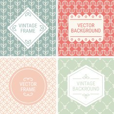 Set of vintage frames on mono line seamless background N7