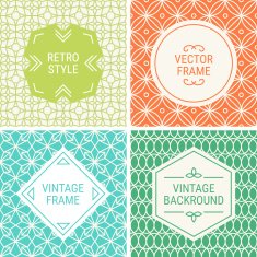 Vintage frames on mono line seamless background