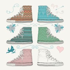 Variations of Sketched Sneakers Vector Illustration N2