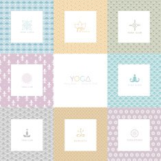 Set of logos and patterns for a yoga studio