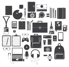 Flat Icon Set of Office Equipment Travel Gadget and Hobby N2