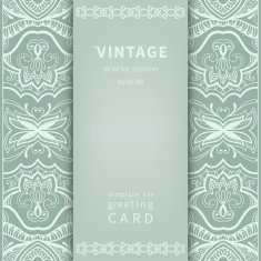 Invitation card in vintage style with lace pattern tribal ethnic N2