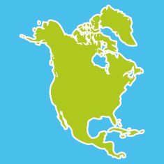North America Map Green continent on blue background Vector
