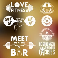 Fitness vector set Vintage elements and labels N3