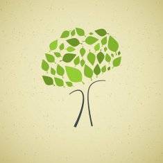 Abstract Tree on Recycled Paper Background