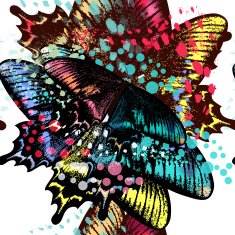 Fashion butterflies vector pattern in bright color N2