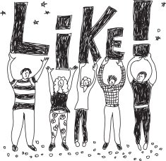 Group happy casual people like black and white