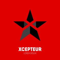 Star with letter X inside Logo template Vector design element