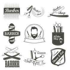 Vintage barber shop emblems label badges and designed elements N2