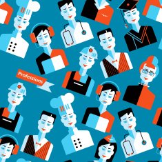 Professions Flat icons Seamless background pattern