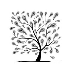 Art tree with peacock feather for your design N12