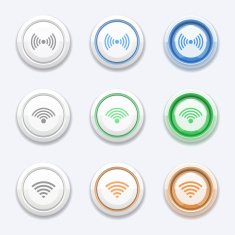 Vector button with wifi or wireless icon
