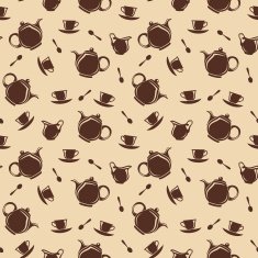 Seamless background with teapots and cups Vector illustration N2