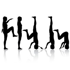 Black silhouette woman in yoga pose N2