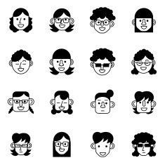 female avatar user and person icons set vector illustration