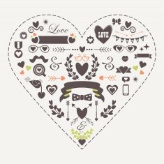 Hipster silhouette love and romantic designs elements set N2