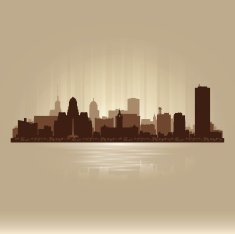Buffalo New York brown skyline city silhouette