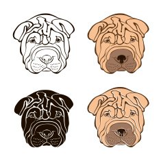 Sharpei face Vector set