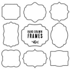 Set of vintage contour blank frames and labels