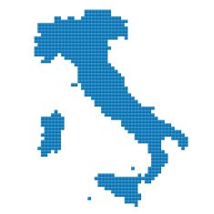 map of Italy made blue pixels