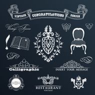 Elements vintage Chair ribbon book curve Vector ornament