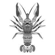 Zentangle stylized Black Crawfish Hand Drawn Crayfish vector il