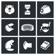 Beaver vector icons set Vector Illustration