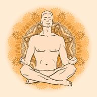 man sitting in the lotus position doing yoga meditation N4